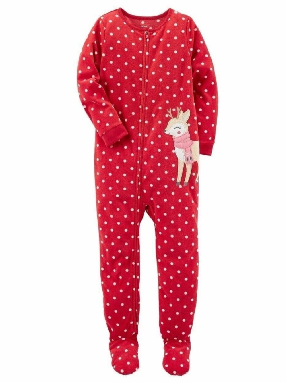 Carter's Baby Girls 1-Piece Footed Fleece Pajamas, Red, 4T